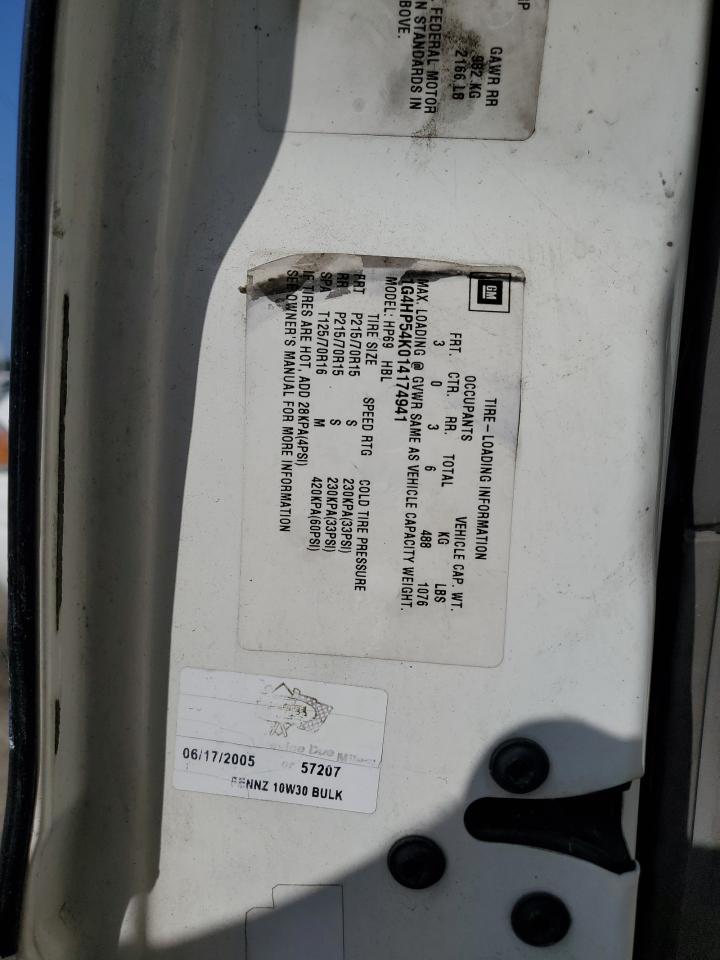 2001 Buick Lesabre Custom VIN: 1G4HP54K014174941 Lot: 90910135