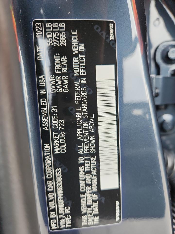 2024 Volvo S60 Ultimate VIN: 7JRH60FM1RG308053 Lot: 91360575