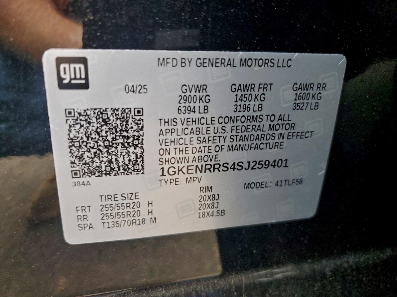 2025 GMC Acadia Denali VIN: 1GKENRRS4SJ259401 Lot: 93848045