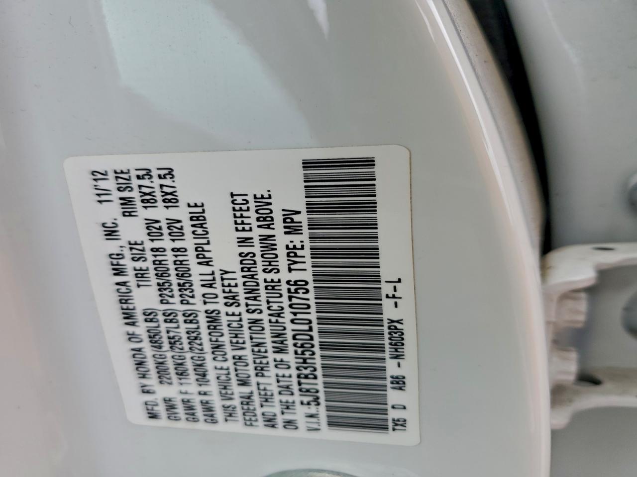 2013 Acura Rdx Technology VIN: 5J8TB3H56DL010756 Lot: 93868785