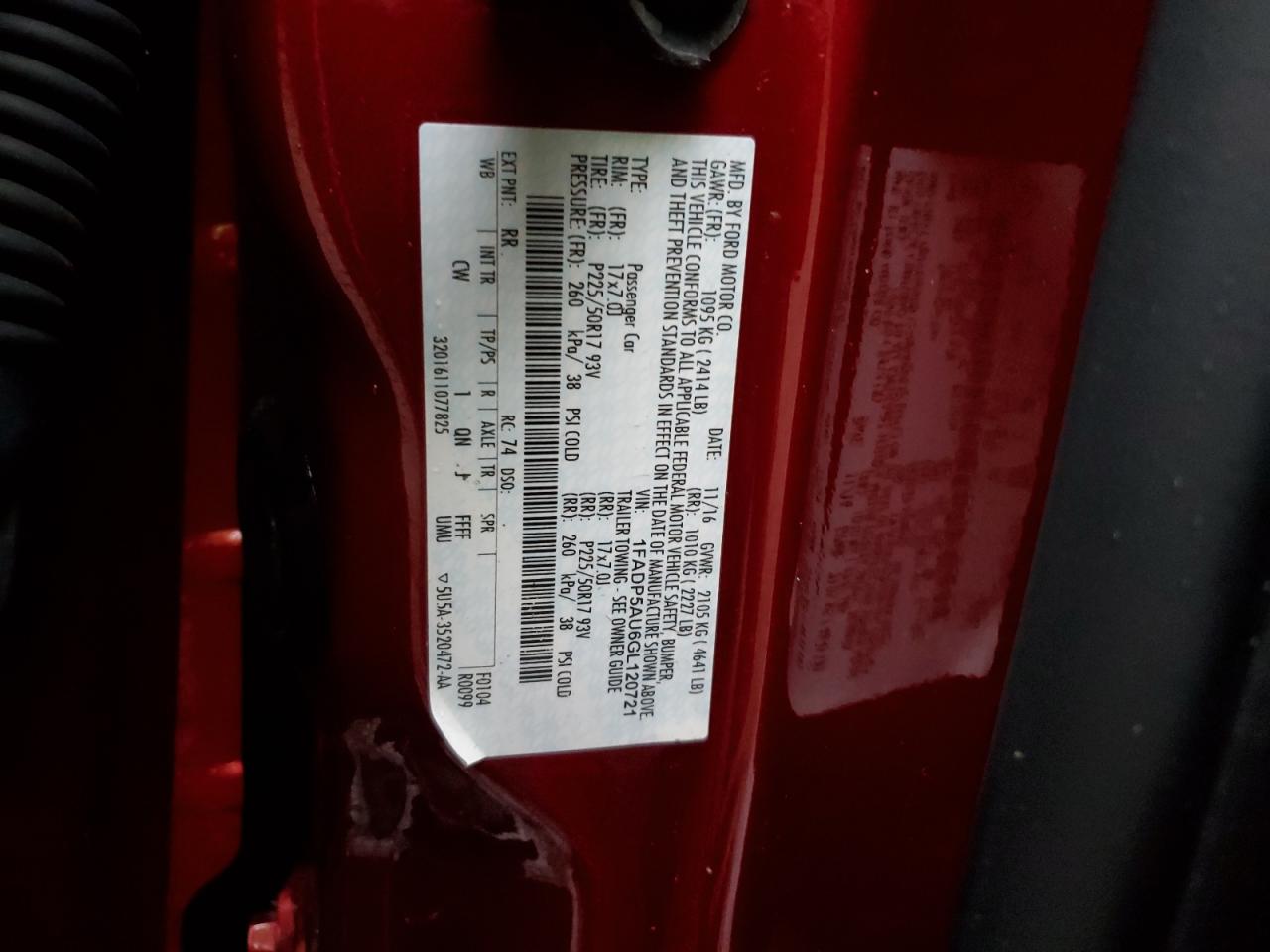 2016 Ford C-Max Se VIN: 1FADP5AU6GL120721 Lot: 92916515