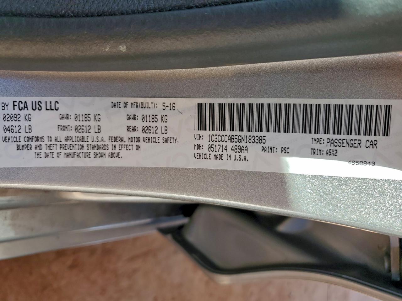 2016 Chrysler 200 Limited VIN: 1C3CCCAB5GN183385 Lot: 94319125