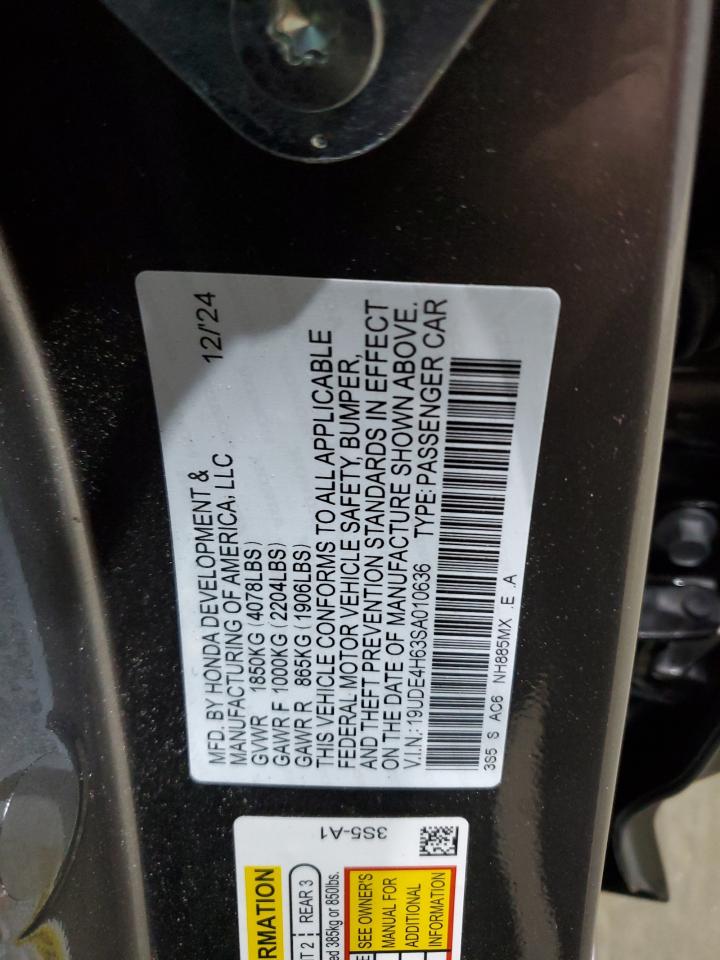 2025 Acura Integra A-Spec Tech VIN: 19UDE4H63SA010636 Lot: 92934965