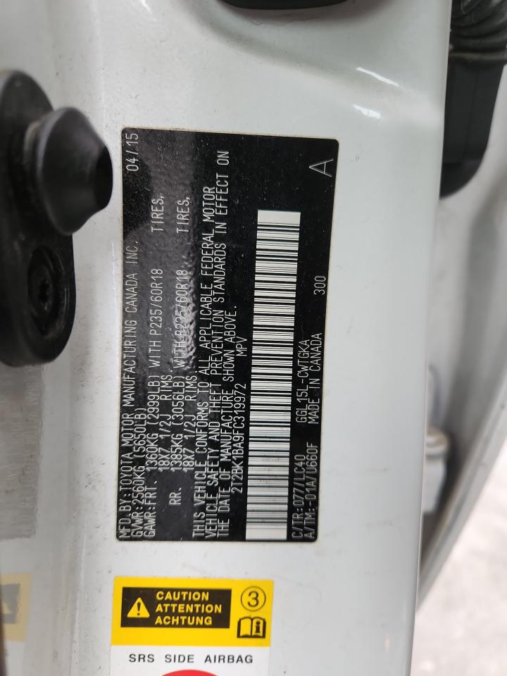 2015 Lexus Rx 350 Base VIN: 2T2BK1BA9FC319972 Lot: 92006655