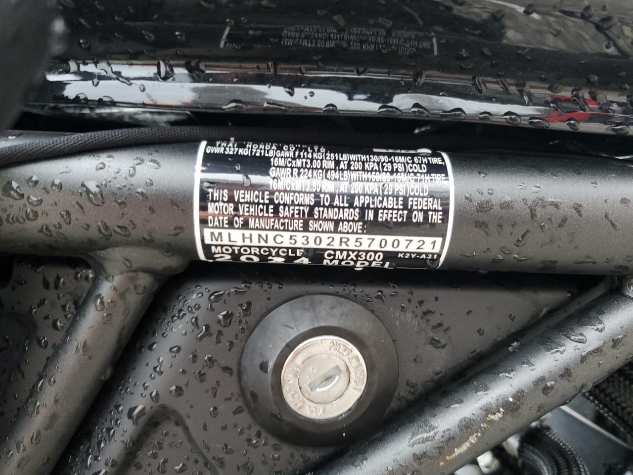 2024 Honda Cmx300 VIN: MLHNC5302R5700721 Lot: 93507685