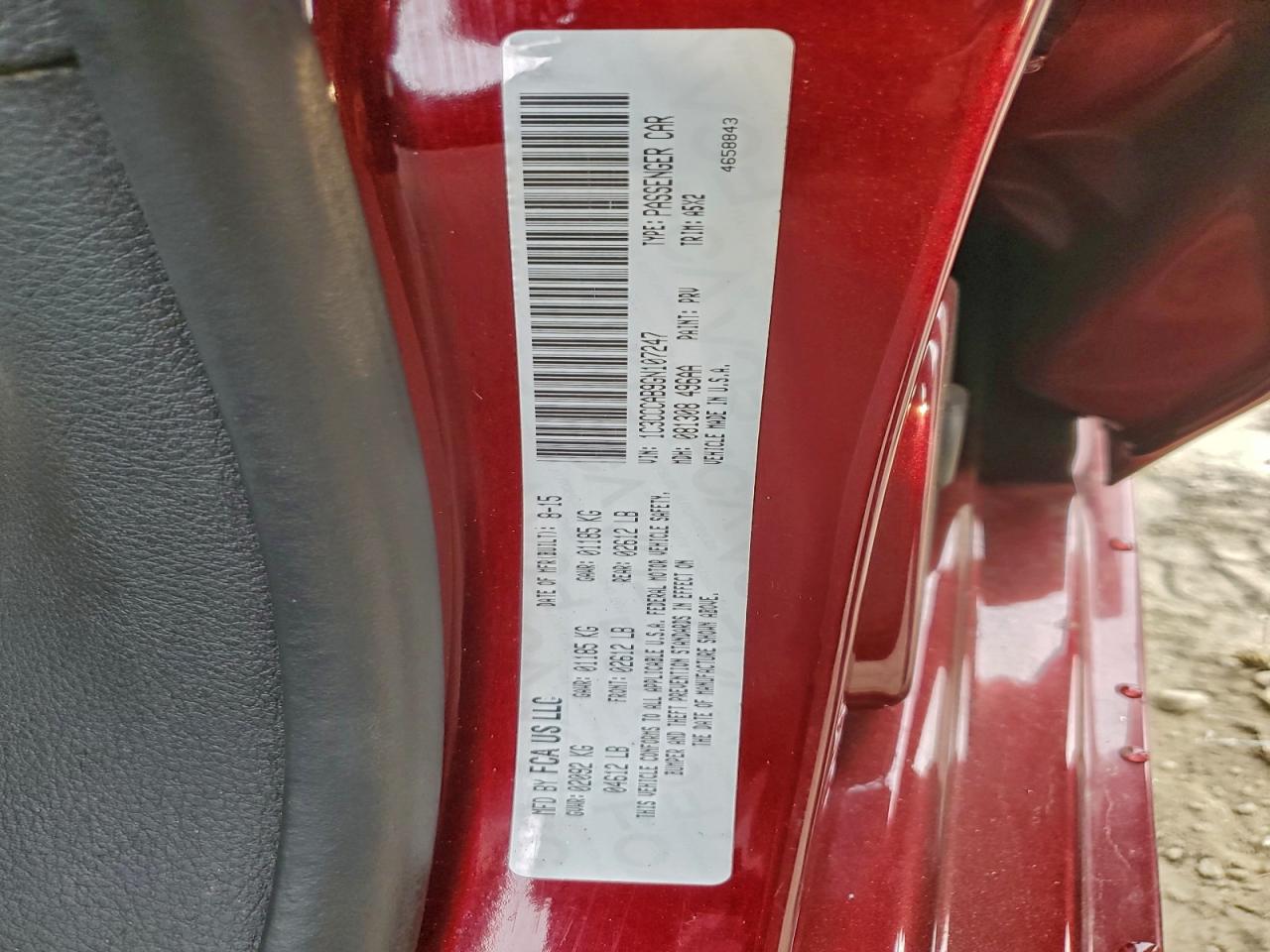 2016 Chrysler 200 Limited VIN: 1C3CCCAB9GN107247 Lot: 93265295