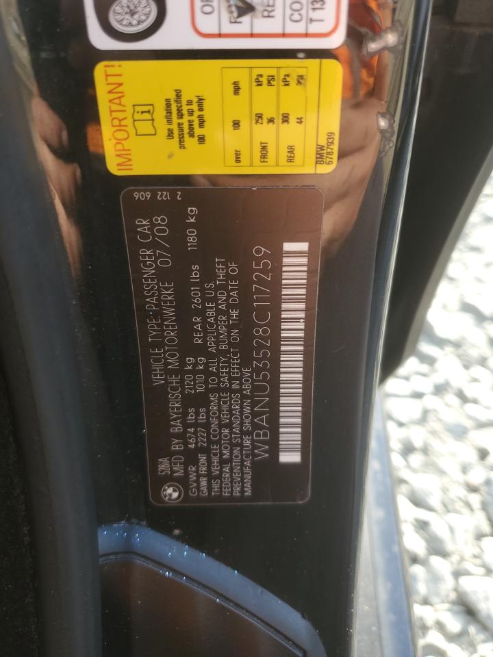 2008 BMW 528 I VIN: WBANU53528C117259 Lot: 92002865