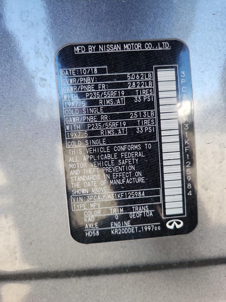 2019 Infiniti Qx50 Essential VIN: 3PCAJ5M31KF125984 Lot: 93543205