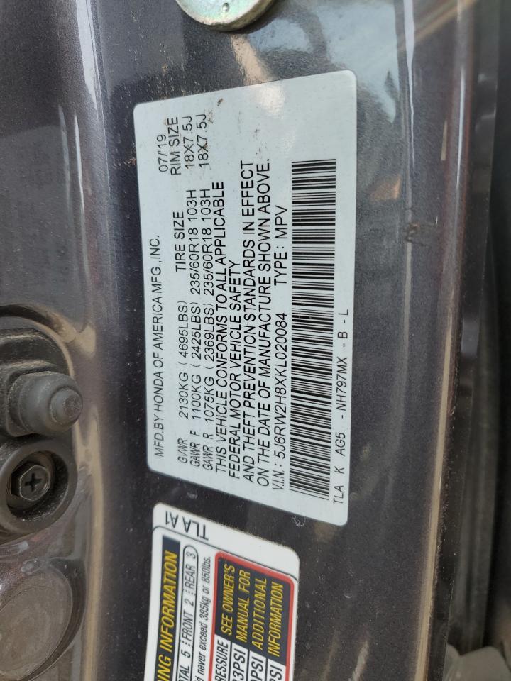 2019 Honda Cr-V Exl VIN: 5J6RW2H8XKL020084 Lot: 91850585