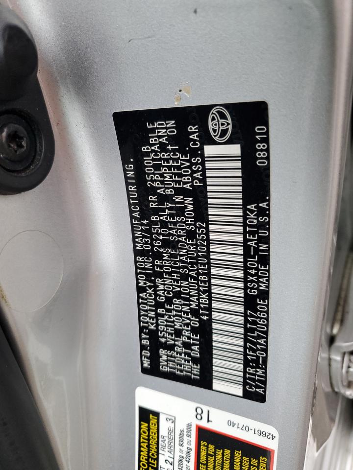 2014 Toyota Avalon Base VIN: 4T1BK1EB1EU102552 Lot: 92954735