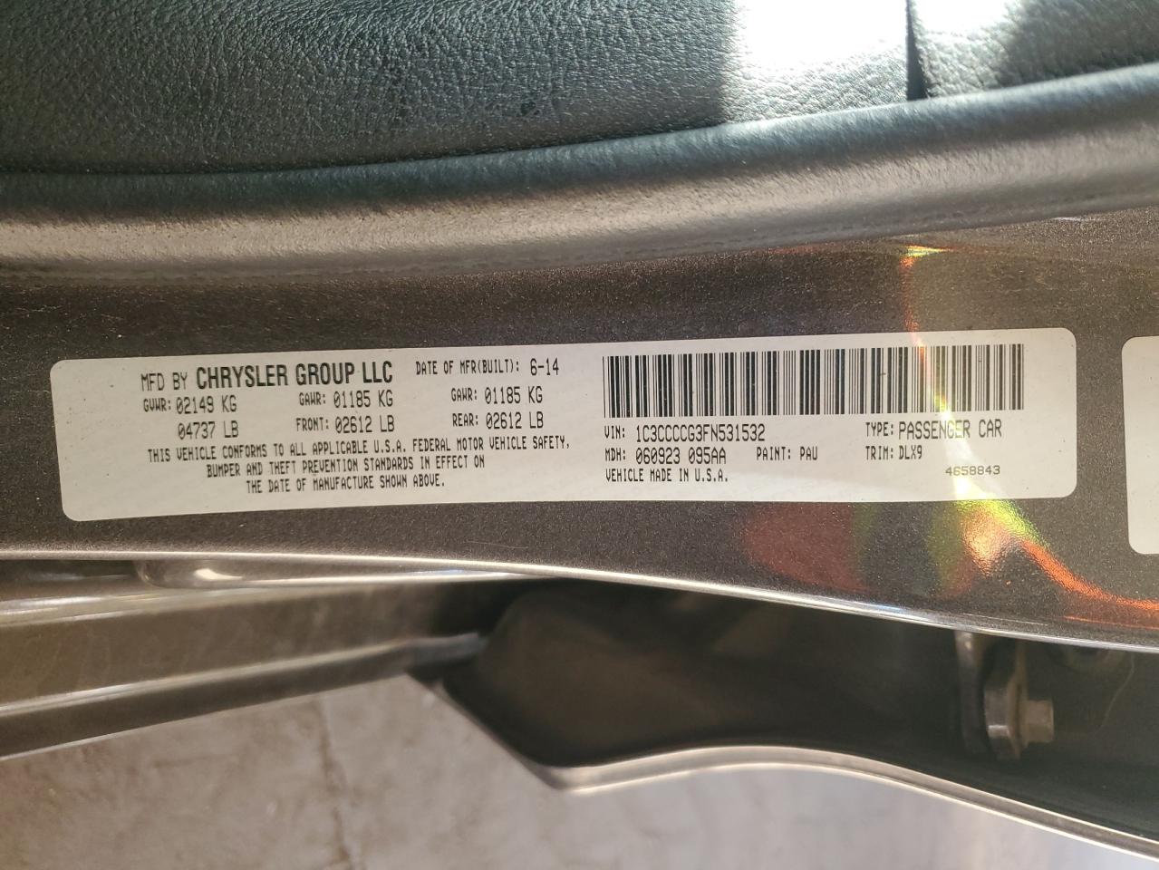 2015 Chrysler 200 C VIN: 1C3CCCCG3FN531532 Lot: 91655065