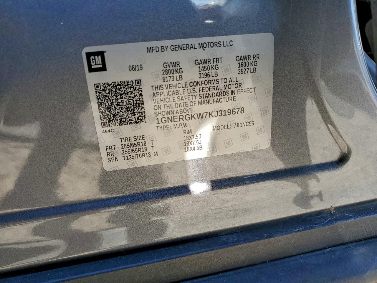 2019 Chevrolet Traverse Lt VIN: 1GNERGKW7KJ319678 Lot: 94323845