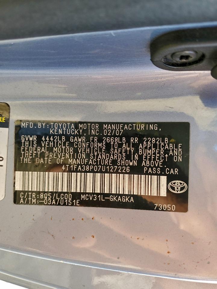 2007 Toyota Camry Solara Se VIN: 4T1FA38P07U127226 Lot: 94295905