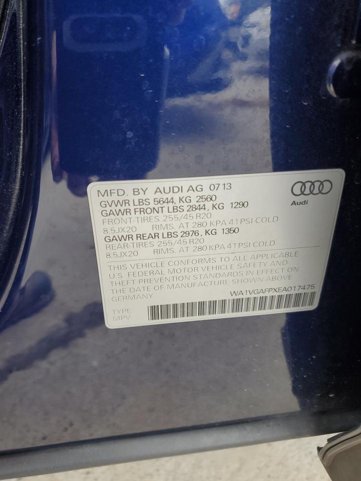 2014 Audi Sq5 Prestige VIN: WA1VGAFPXEA017475 Lot: 92739905