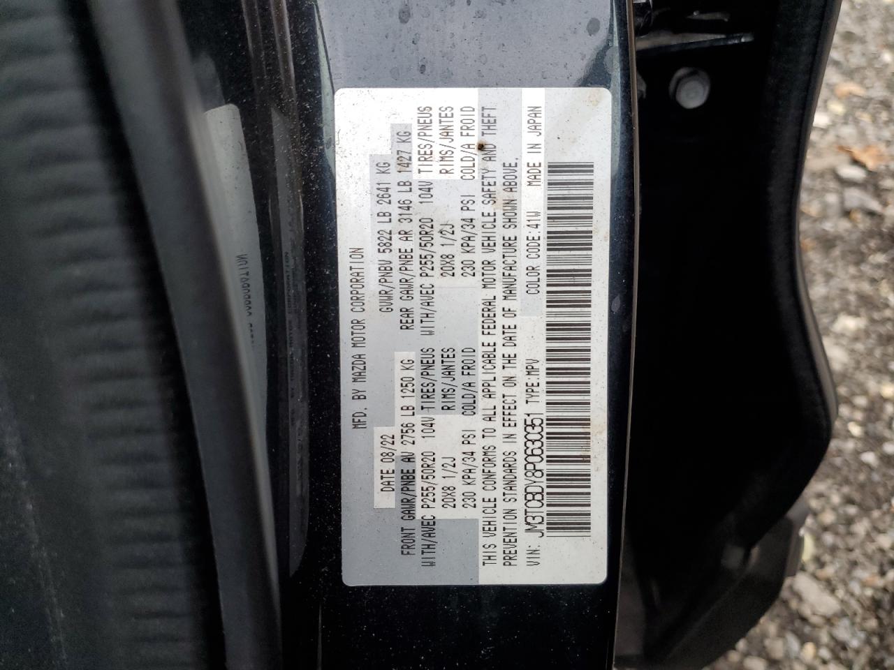 2023 Mazda Cx-9 Grand Touring VIN: JM3TCBDY8P0630351 Lot: 92673935