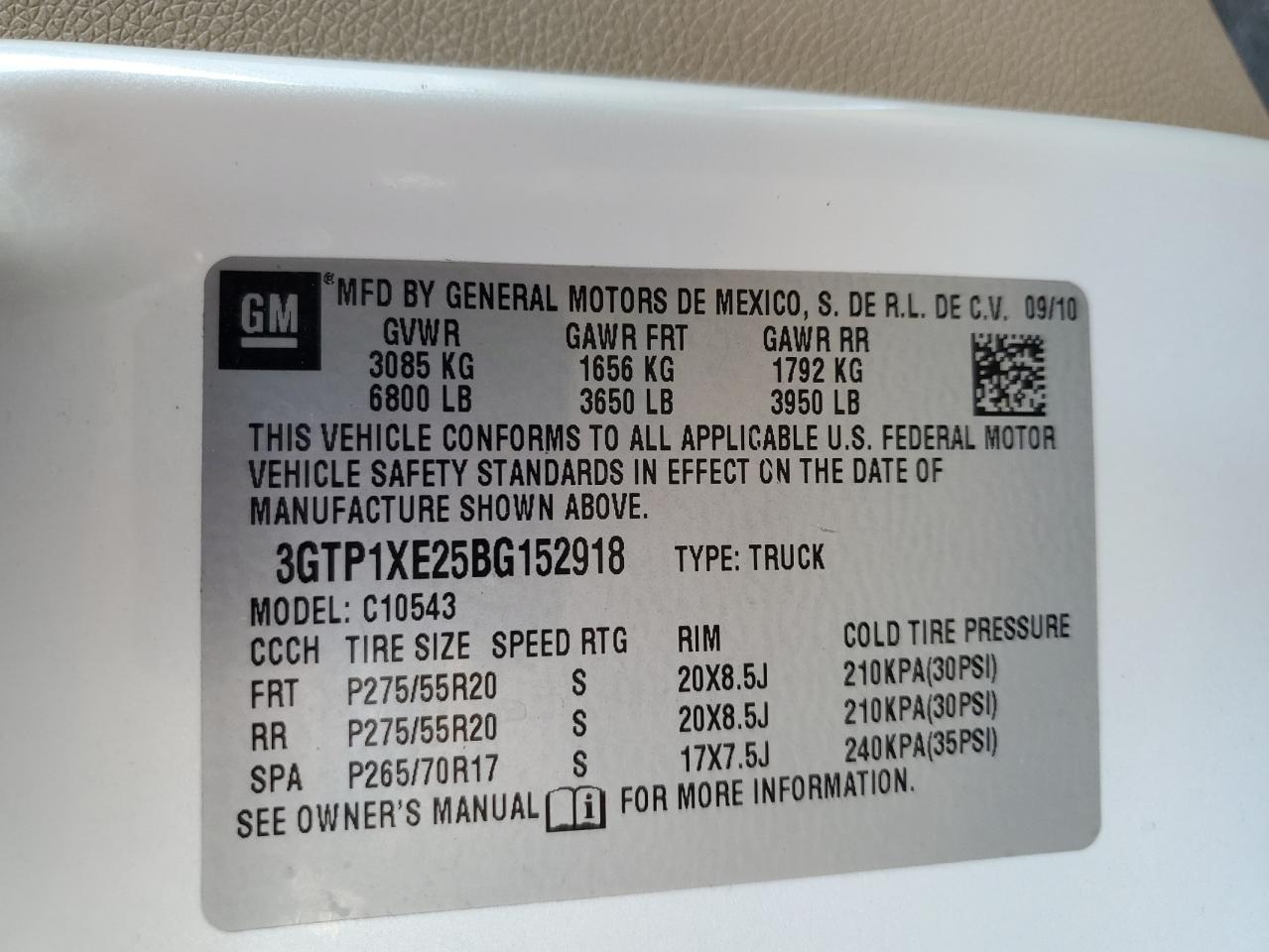 2011 GMC Sierra C1500 Denali VIN: 3GTP1XE25BG152918 Lot: 93312385