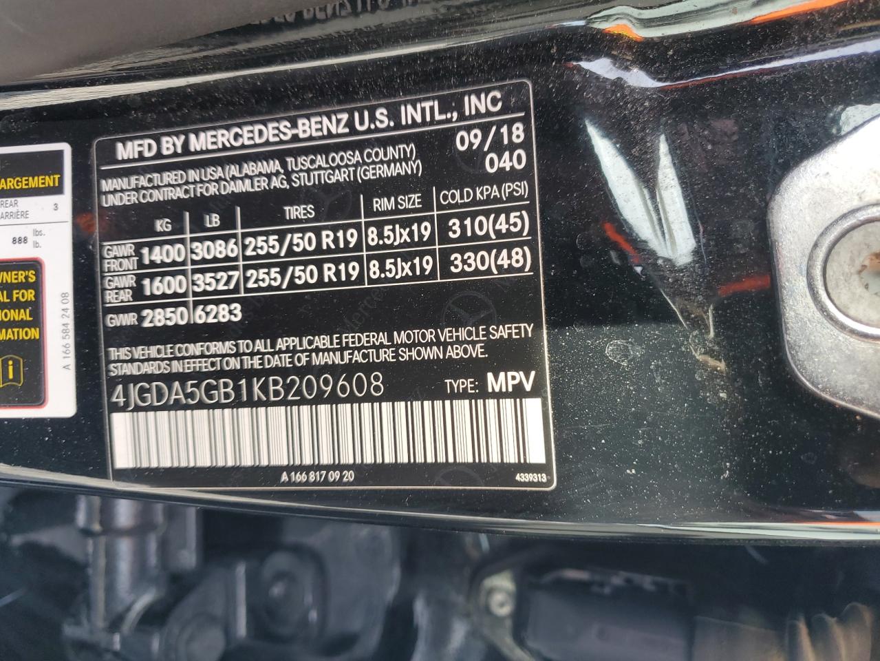 2019 Mercedes-Benz Gle 400 4Matic VIN: 4JGDA5GB1KB209608 Lot: 92001665