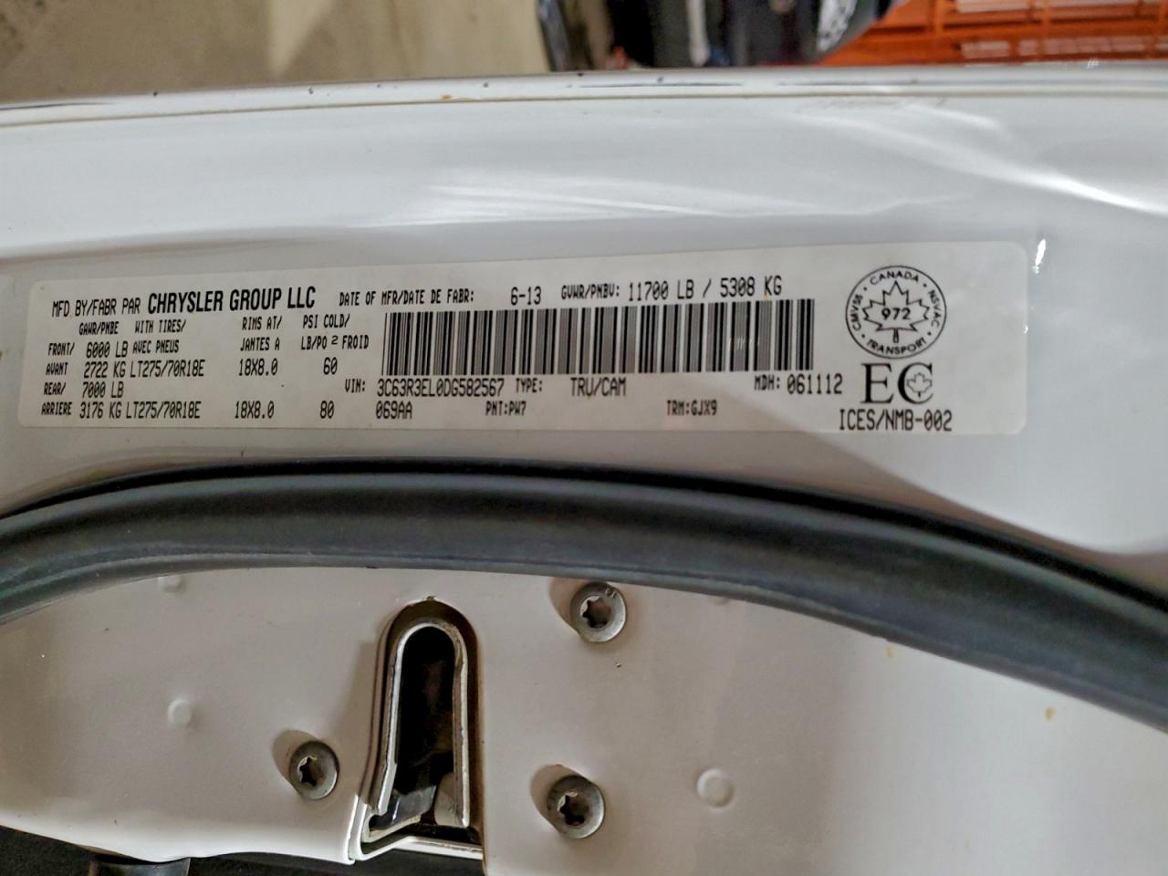 2013 Ram 3500 Laramie VIN: 3C63R3EL0DG582567 Lot: 94364705