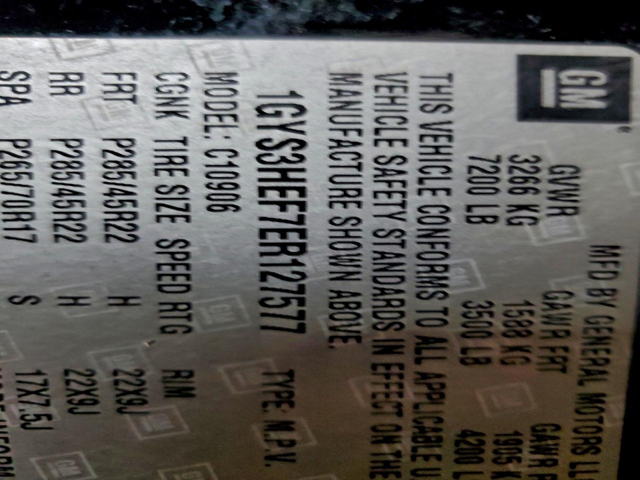 2014 Cadillac Escalade E VIN: 127577 Lot: 95016455