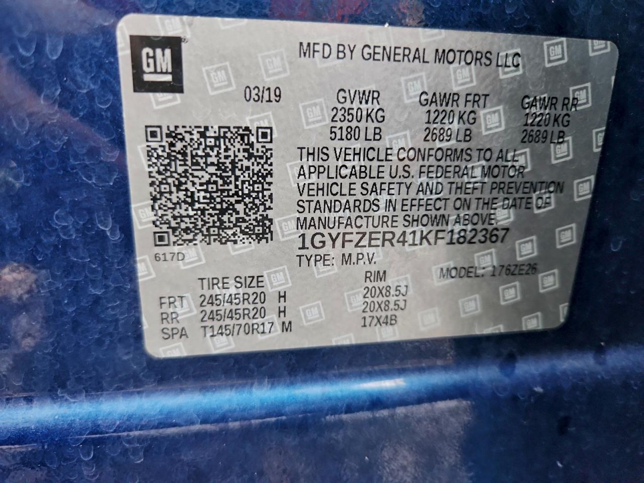 2019 Cadillac Xt4 Sport VIN: 1GYFZER41KF182367 Lot: 94251495