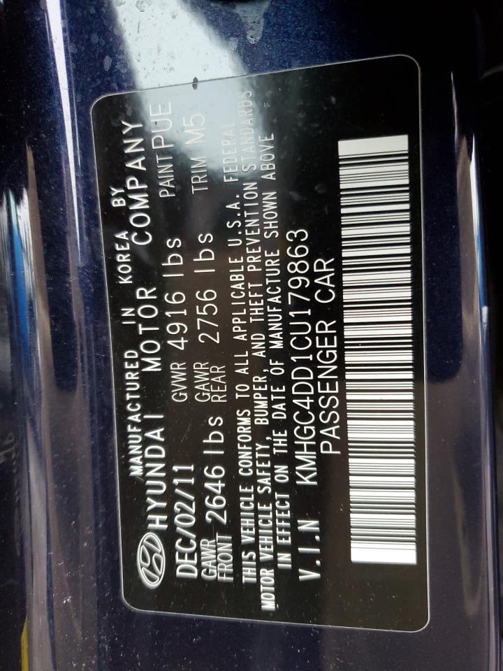 2012 Hyundai Genesis 3.8L VIN: KMHGC4DD1CU179863 Lot: 93874745