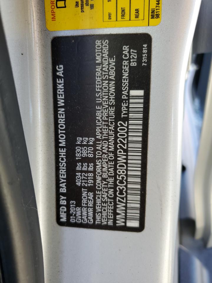 2013 Mini Cooper S Countryman VIN: WMWZC3C58DWP22002 Lot: 90501965