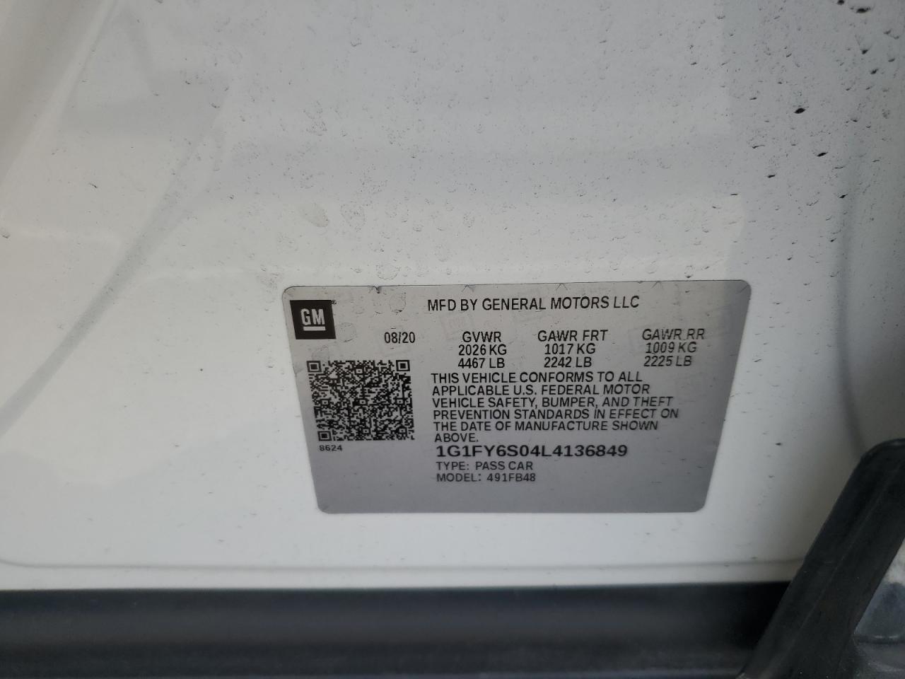 2020 Chevrolet Bolt Ev Lt VIN: 1G1FY6S04L4136849 Lot: 92653495