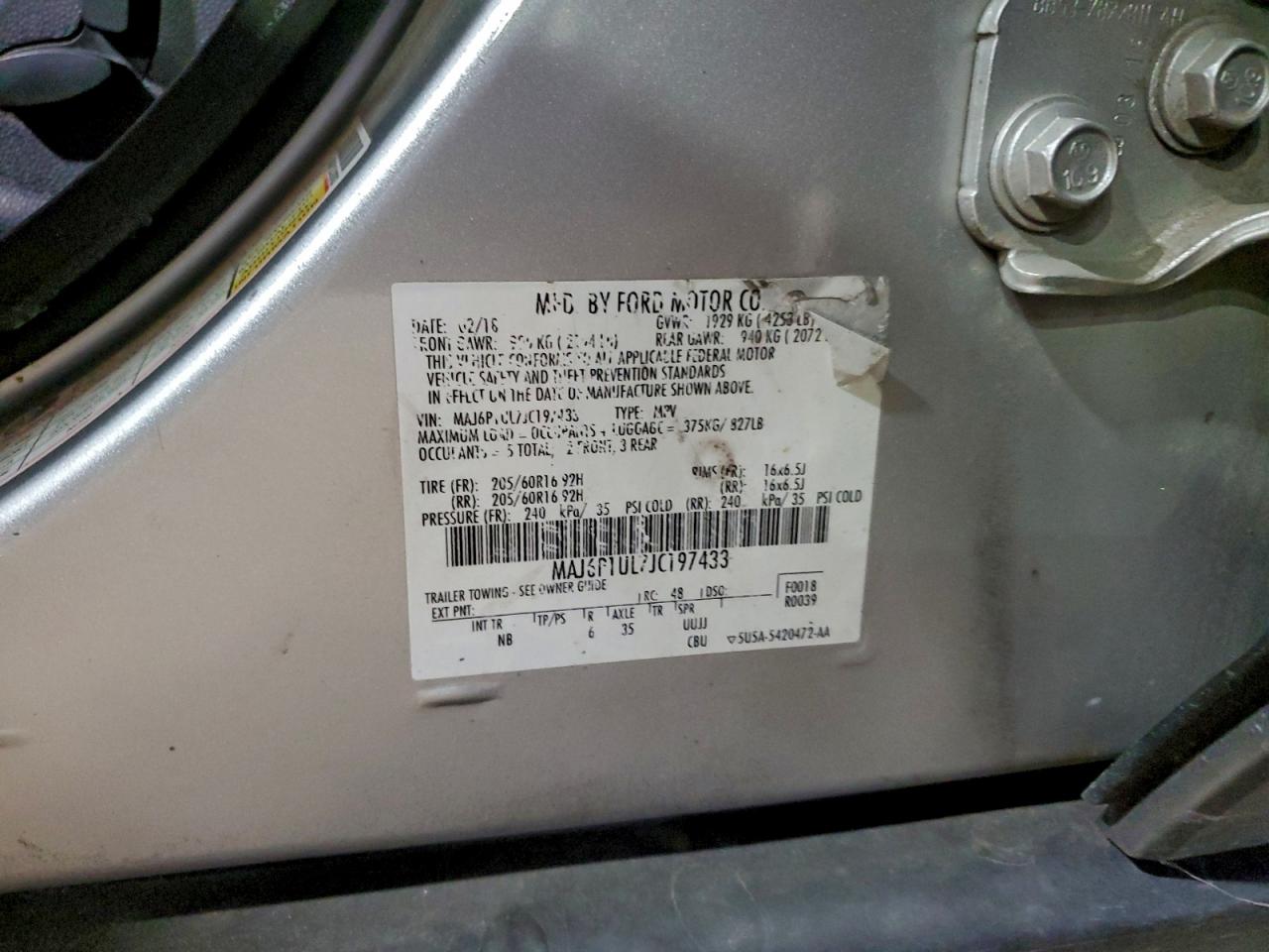 2018 Ford Ecosport Se VIN: MAJ6P1UL7JC197433 Lot: 94220355