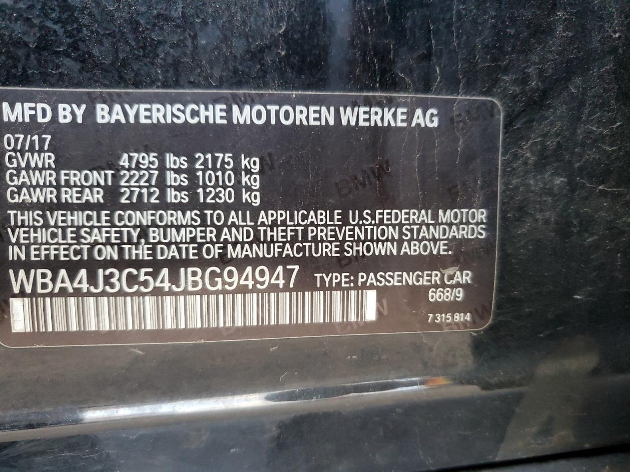 2018 BMW 430Xi Gran Coupe VIN: WBA4J3C54JBG94947 Lot: 92542115