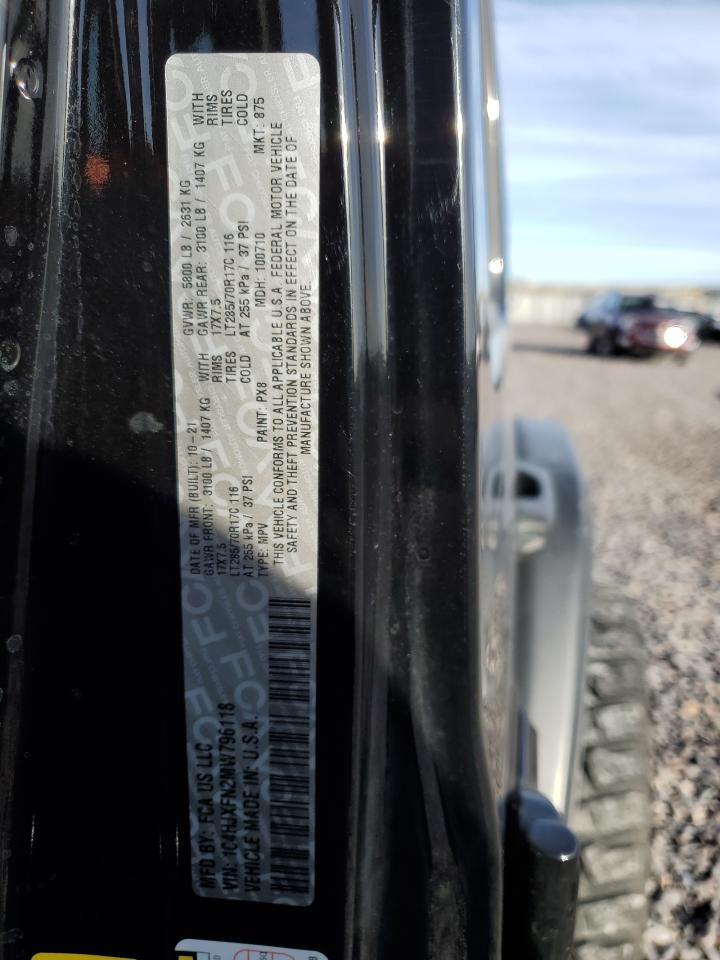 2021 Jeep Wrangler Unlimited Rubicon VIN: 1C4HJXFN2MW796118 Lot: 92186475