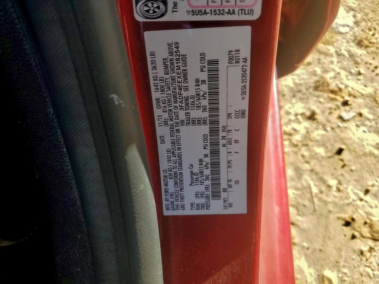 2014 Ford Fiesta Se VIN: 3FADP4EEXEM182549 Lot: 93963465