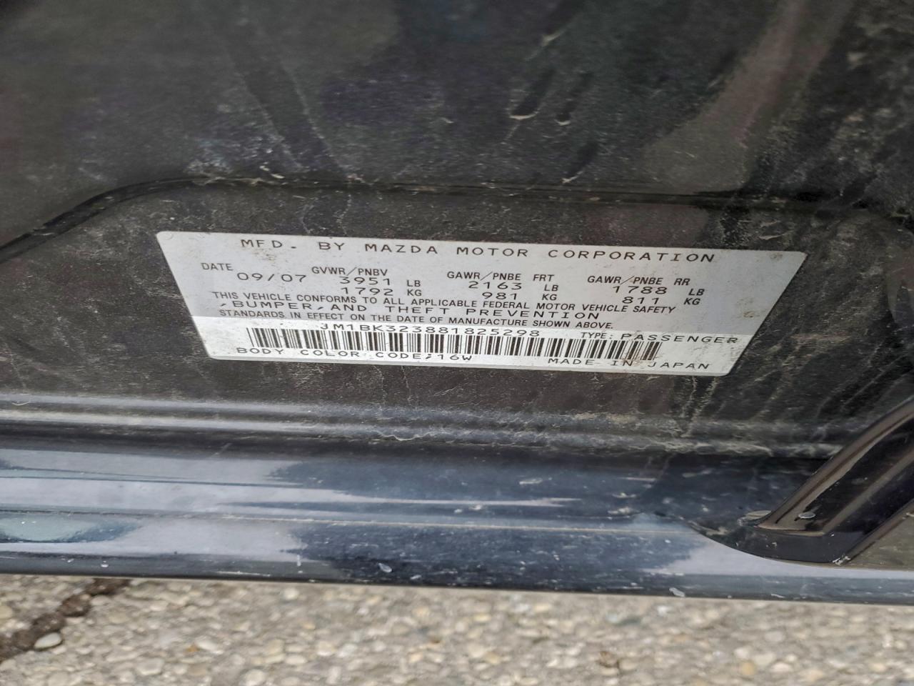 2008 Mazda 3 S VIN: JM1BK323881825298 Lot: 94590445