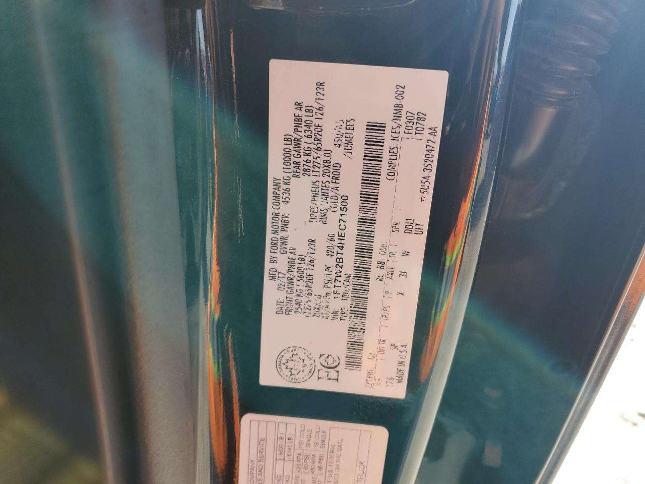 2017 Ford F250 Super Duty VIN: 1FT7W2BT4HEC71500 Lot: 92040825