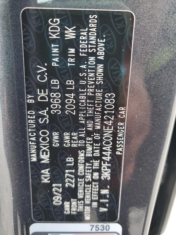 2022 Kia Forte Gt VIN: 3KPF44AC0NE421083 Lot: 91614695