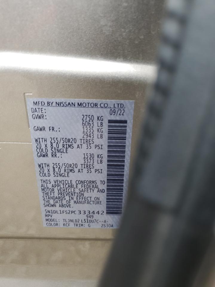 2023 Infiniti Qx60 Luxe VIN: 5N1DL1FS2PC333442 Lot: 92246675