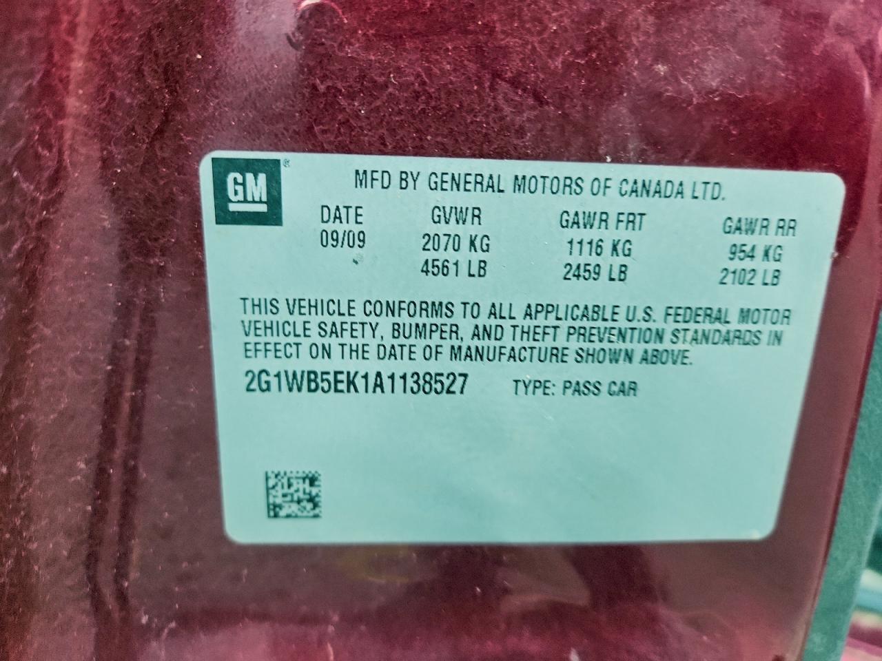 2010 Chevrolet Impala Lt VIN: 2G1WB5EK1A1138527 Lot: 94036885