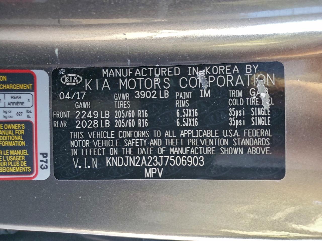 2018 Kia Soul VIN: KNDJN2A23J7506903 Lot: 93673355