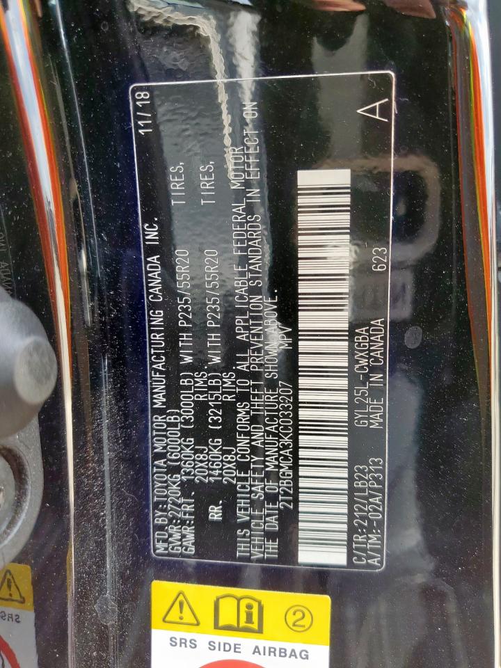 2019 Lexus Rx 450H Base VIN: 2T2BGMCA3KC033207 Lot: 92724915