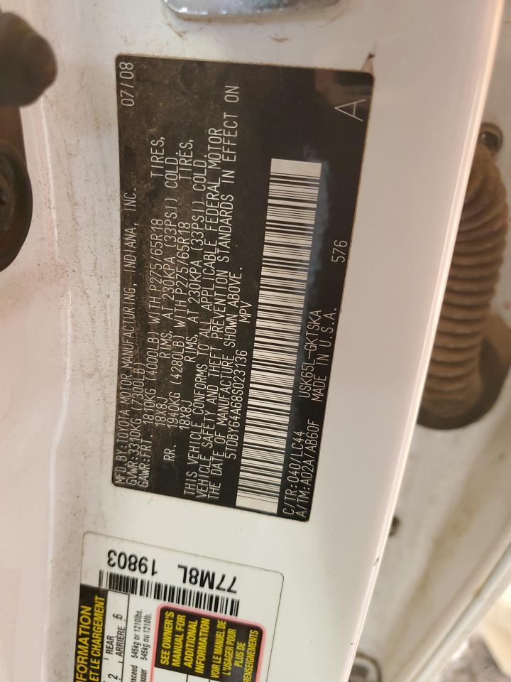 2008 Toyota Sequoia Sr5 VIN: 5TDBY64A68S023136 Lot: 92001785