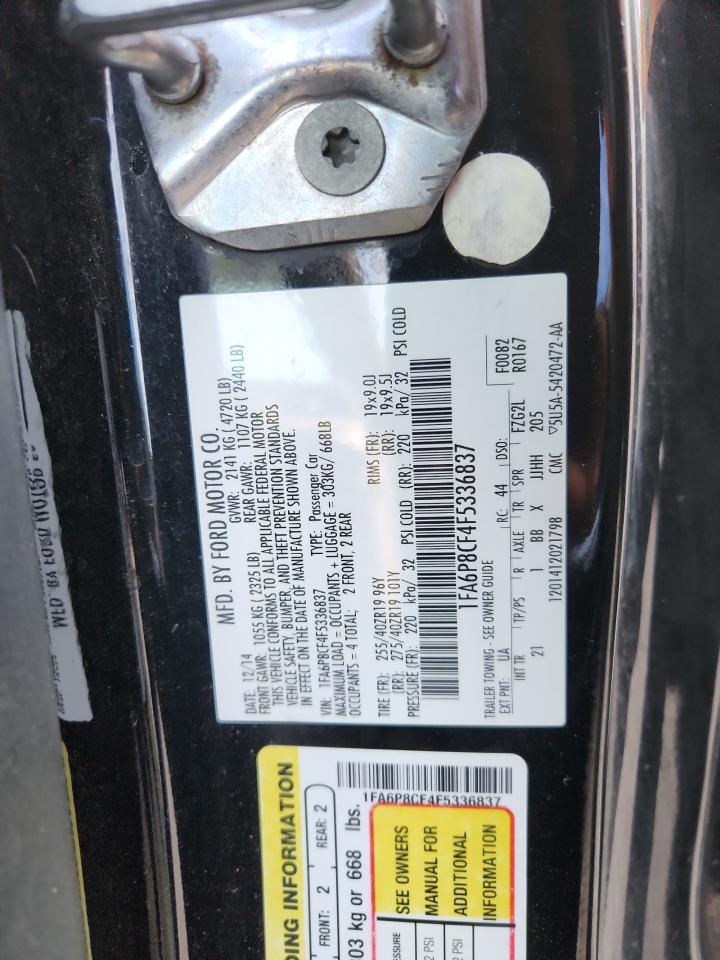 2015 Ford Mustang Gt VIN: 1FA6P8CF4F5336837 Lot: 92728105