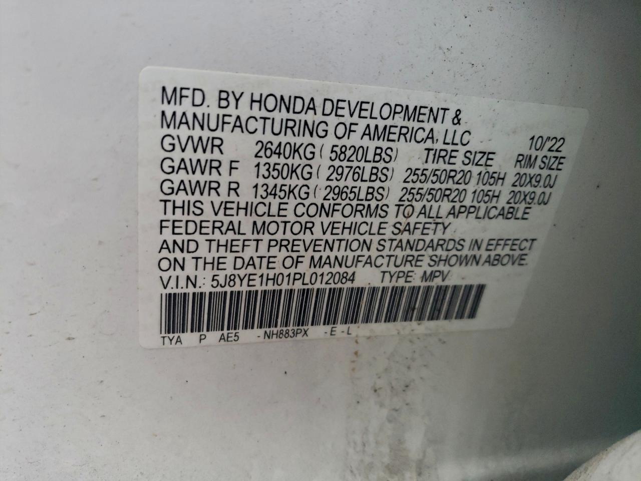 2023 Acura Mdx A-Spec VIN: 5J8YE1H01PL012084 Lot: 94417105