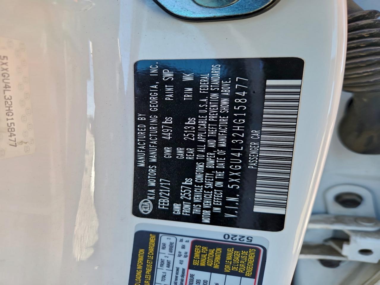 2017 Kia Optima Ex VIN: 5XXGU4L32HG158477 Lot: 92924345