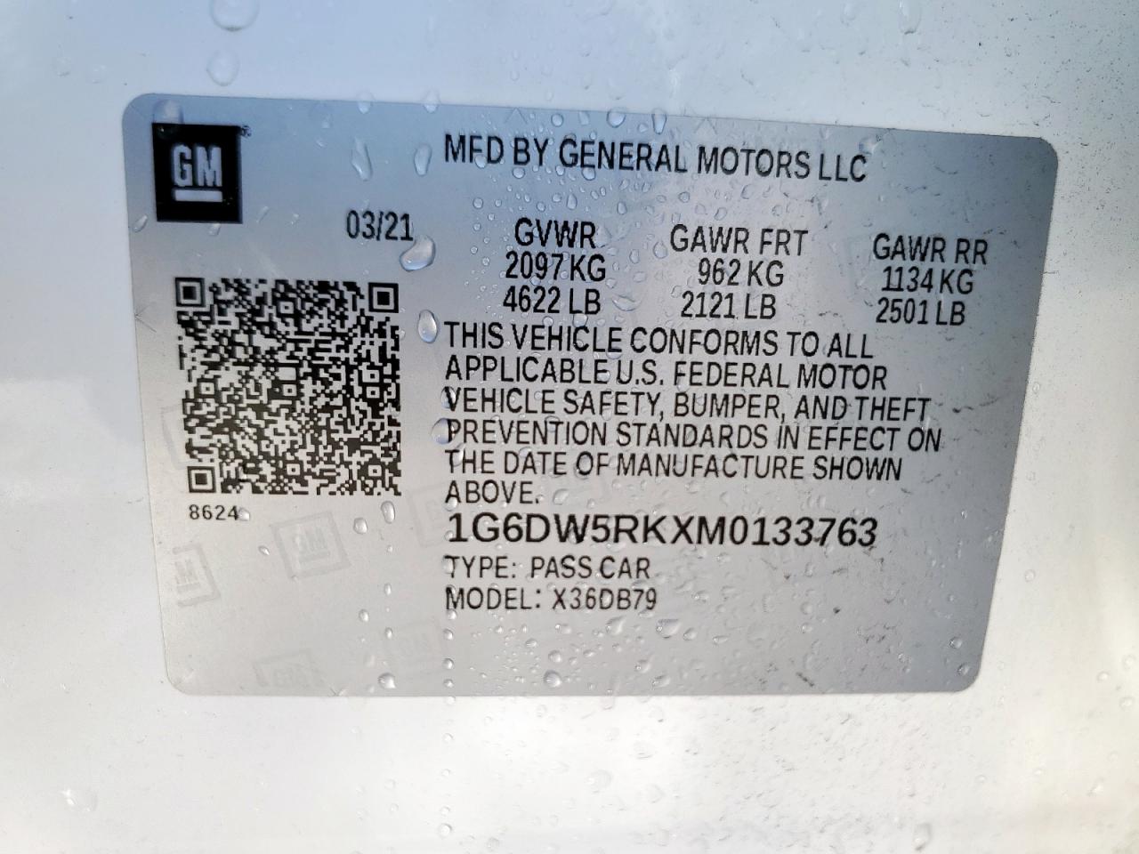 2021 Cadillac Ct5 Luxury VIN: 1G6DW5RKXM0133763 Lot: 92272255