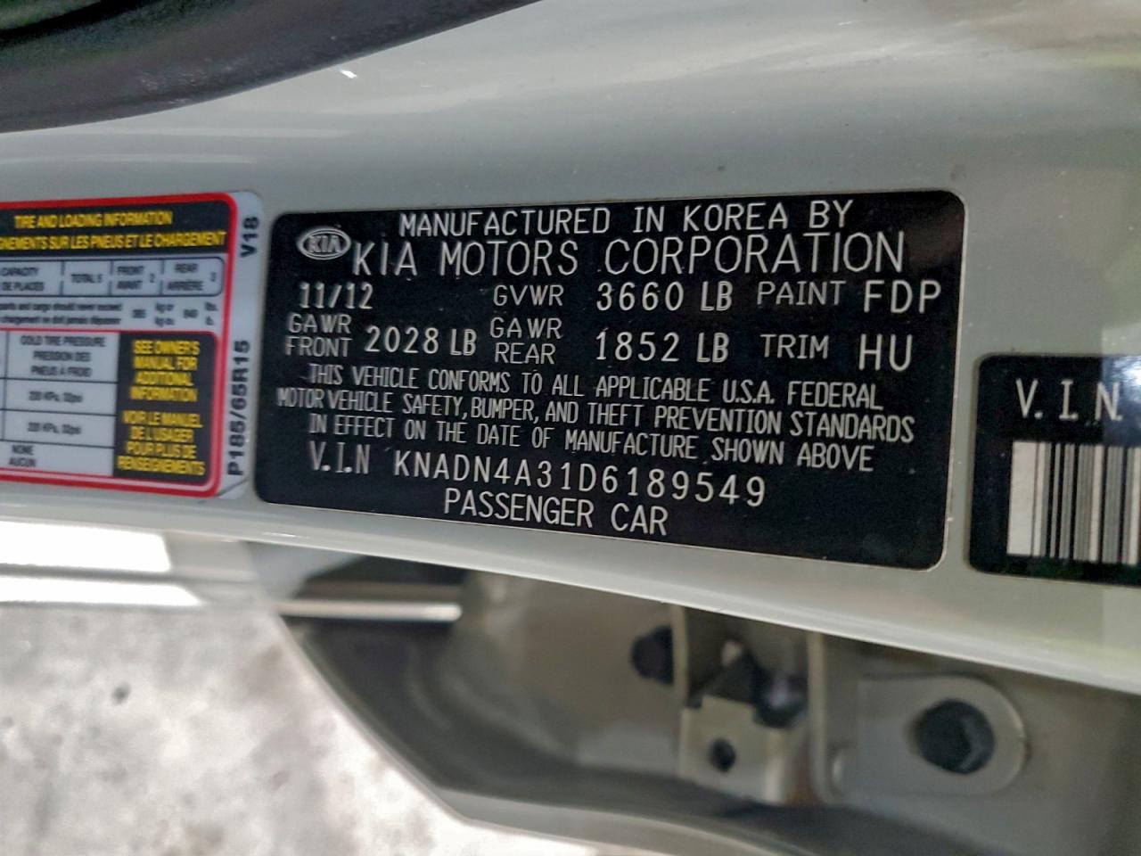 2013 Kia Rio Ex VIN: KNADN4A31D6189549 Lot: 93217135