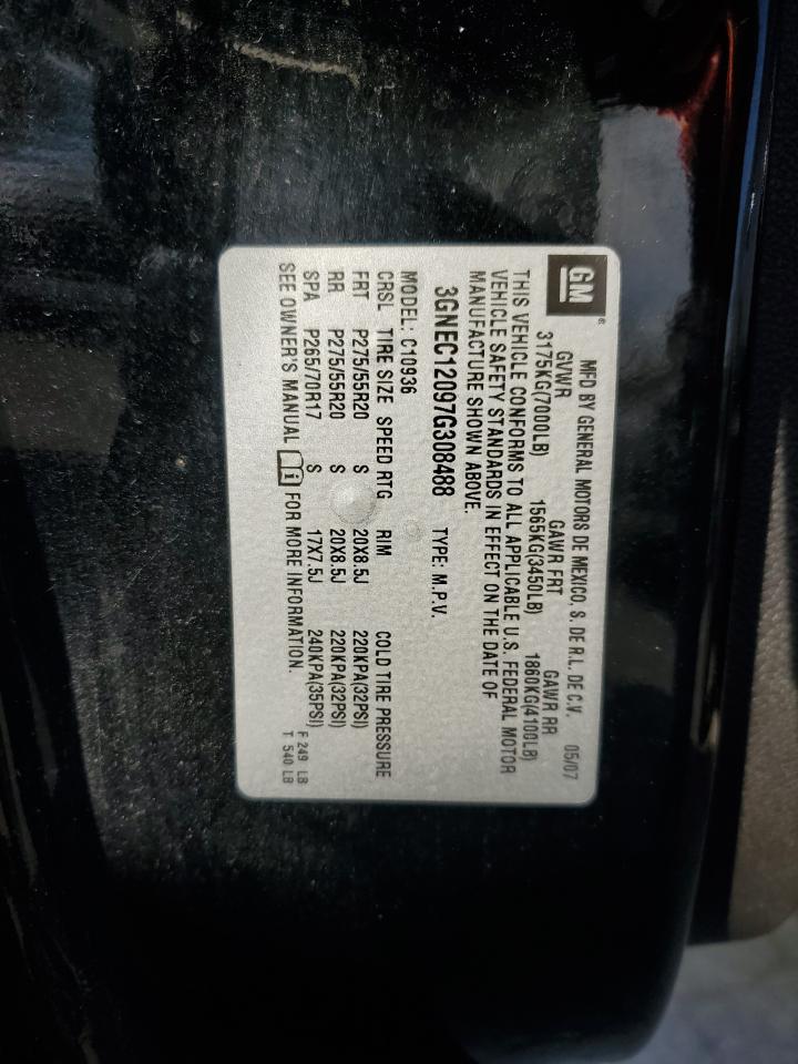 2007 Chevrolet Avalanche C1500 VIN: 3GNEC12097G308488 Lot: 91276645