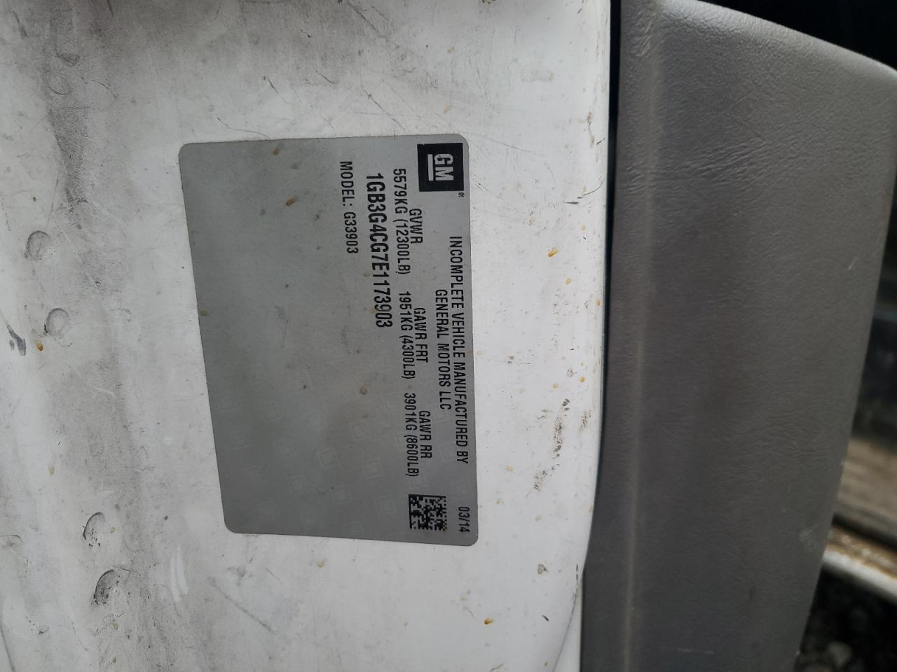 2014 Chevrolet Express G3500 Box Truck VIN: 1GB3G4CG7E1173903 Lot: 91703555