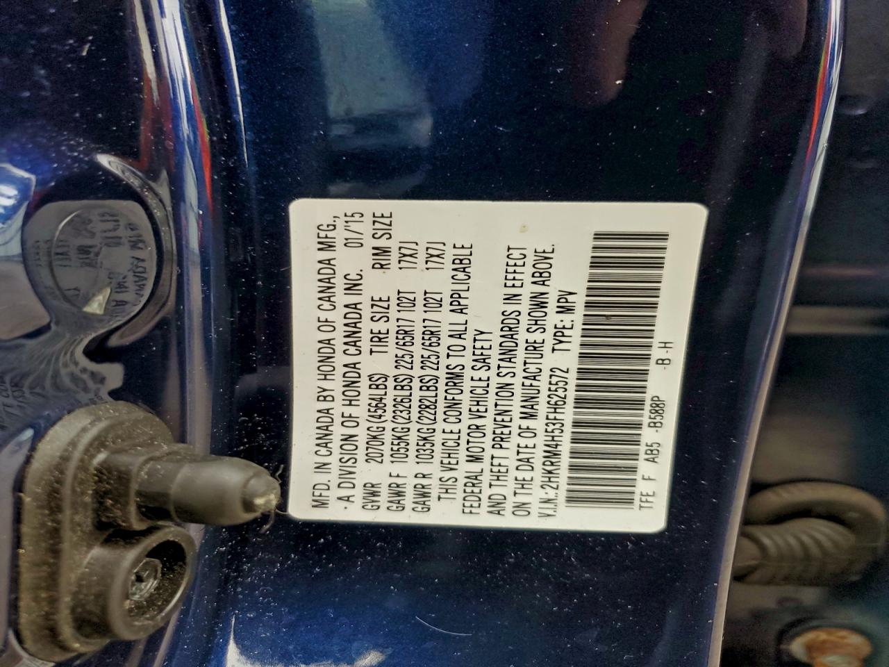 2015 Honda Cr-V Ex VIN: 2HKRM4H53FH625572 Lot: 94486165