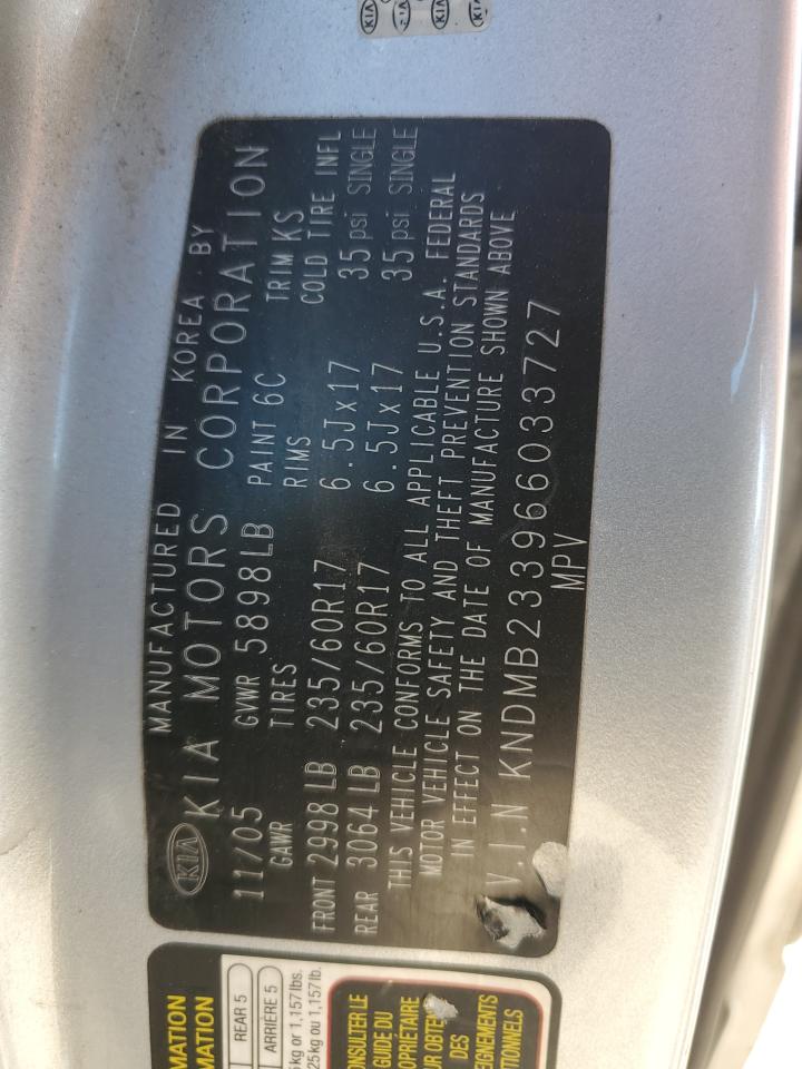 2006 Kia Sedona Ex VIN: KNDMB233966033727 Lot: 90722565