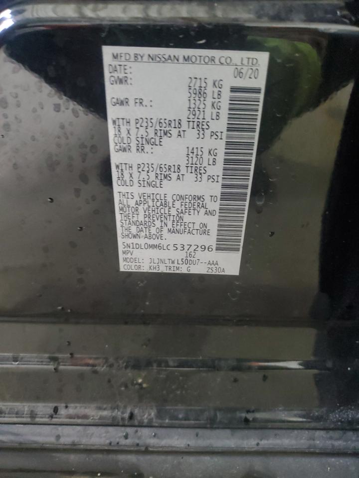 2020 Infiniti Qx60 Luxe VIN: 5N1DL0MM6LC537296 Lot: 93403685