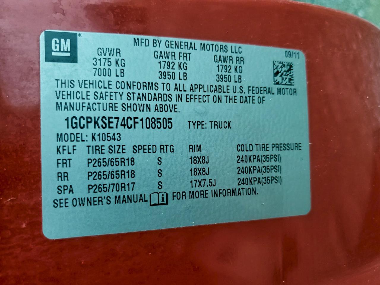 2012 Chevrolet Silverado K1500 Lt VIN: 1GCPKSE74CF108505 Lot: 94519265